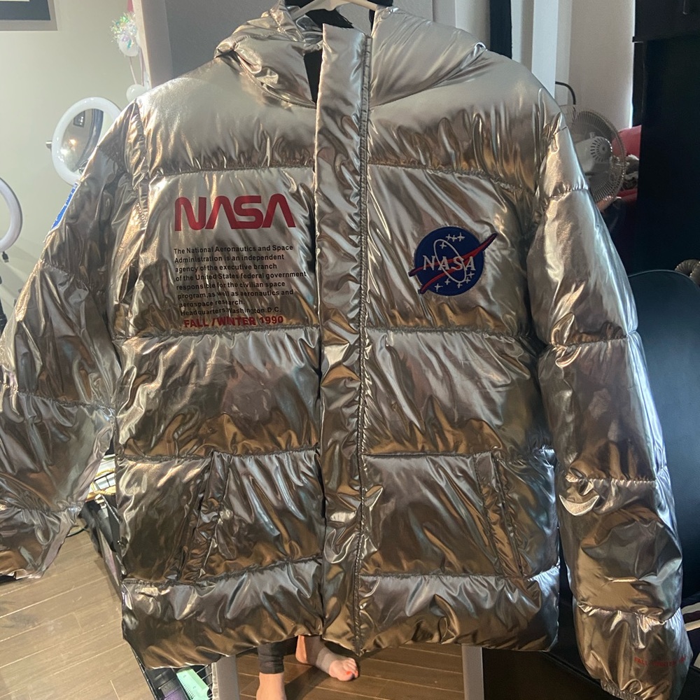 NASA silver oversized puffer coat